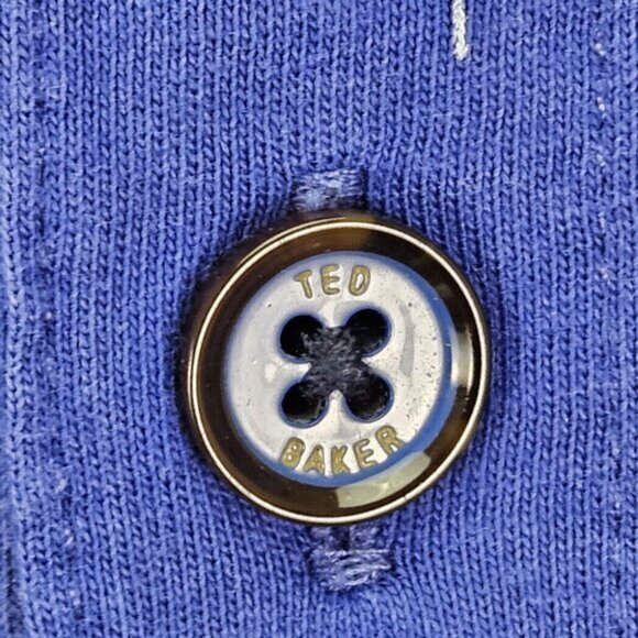 Ted Baker Golf Polo Shirt Blue All Over Print Cotton Short Sleeve Men's Size 3 - Picture 7 of 10